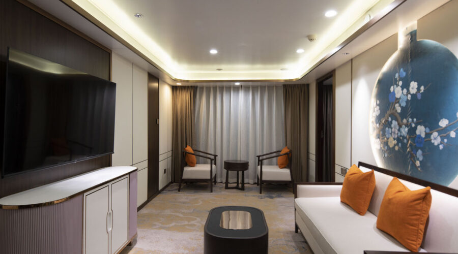 Presidential Suite Living Room onboard China Goddess 3 Cruise Ship